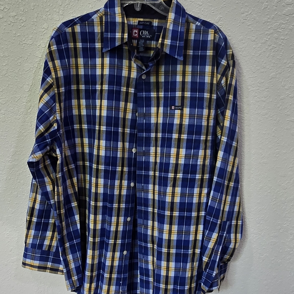 Chaps Blue and Yellow Casual Button Down Shirt